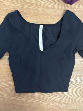lululemon athletica Black Scoop Neck Crop Top